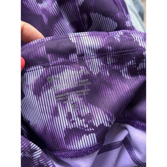 Athleta Rainier Tight Plush Supersonic Spliced Floral Violet Purple Size XS - Picture 11 of 11